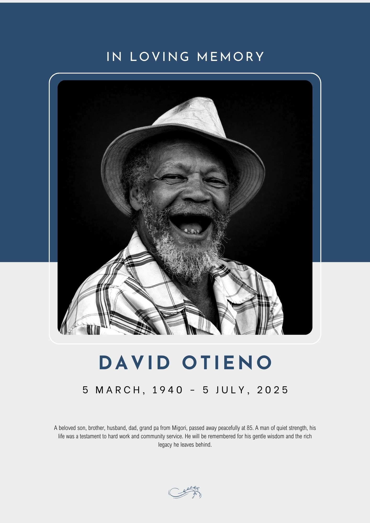 A Funeral Program Cover page mock-up designed by IJ Marketing in Kiambu